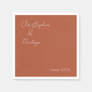 Minimale kalligrafie Terra Cotta Wedding Servet