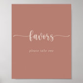 Minimale kalligrafie Terracotta Favors Sign Poster (Voorkant)