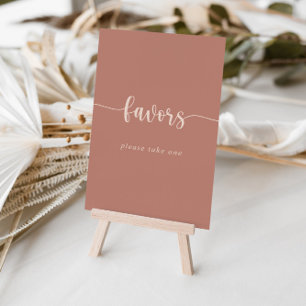Minimale kalligrafie Terracotta Favors Sign Poster