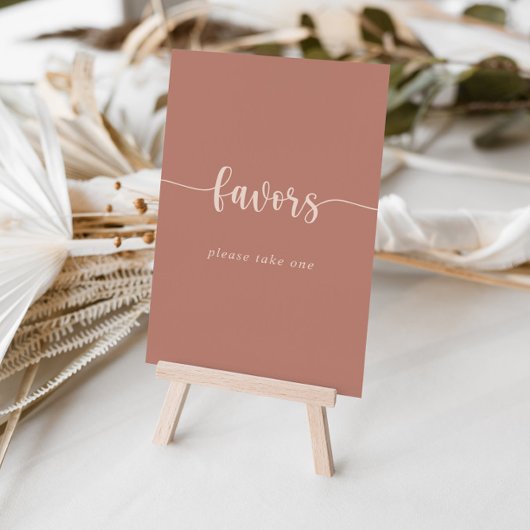 Minimale kalligrafie Terracotta Favors Sign Poster