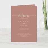 Minimale kalligrafie Terracotta Folded Wedding Programma (Voorkant)