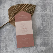 Minimale kalligrafie Terracotta Wedding All In One Uitnodiging