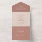 Minimale kalligrafie Terracotta Wedding All In One Uitnodiging (Binnen)