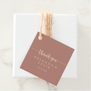 Minimale kalligrafie Terracotta Wedding Bedankjes Labels