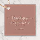 Minimale kalligrafie Terracotta Wedding Bedankjes Labels (Voorkant)