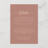 Minimale kalligrafie Terracotta Wedding Details Informatiekaartje (Voorkant)