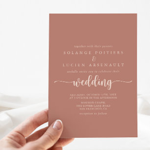 Minimale kalligrafie Terracotta Wedding Kaart