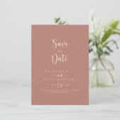 Minimale kalligrafie Terracotta Wedding Save The Date (Staand voorkant)