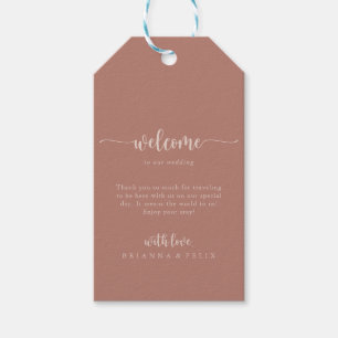 Minimale kalligrafie Terracotta Wedding Welkom Cadeaulabel