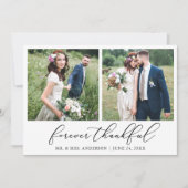 Minimale kalligrafie Thankful 2 Photo Wedding Bedankkaart (Voorkant)