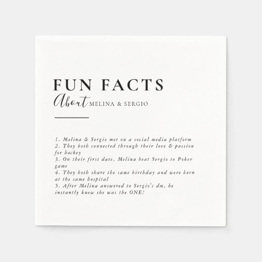Minimale kalligrafie Trivia Fun Facts Wedding Servet (Voorkant)