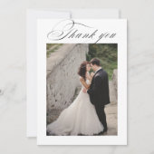 Minimale kalligrafie trouwfoto's Dank u kaart (Voorkant)