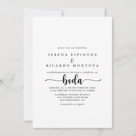 Minimale kalligrafie Uitnodiging tot huwelijk (Voorkant)