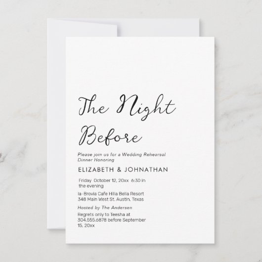 Minimale kalligrafie van de nacht voor de uitnodig kaart (Voorkant)