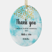 Minimale kalligrafie van Turquoise bedankt je guns Keramisch Ornament (Rechts)