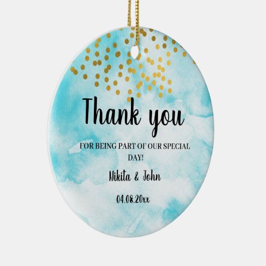 Minimale kalligrafie van Turquoise bedankt je guns Keramisch Ornament (Rechts)