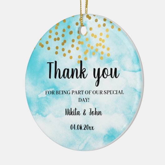 Minimale kalligrafie van Turquoise bedankt je guns Keramisch Ornament (Links)