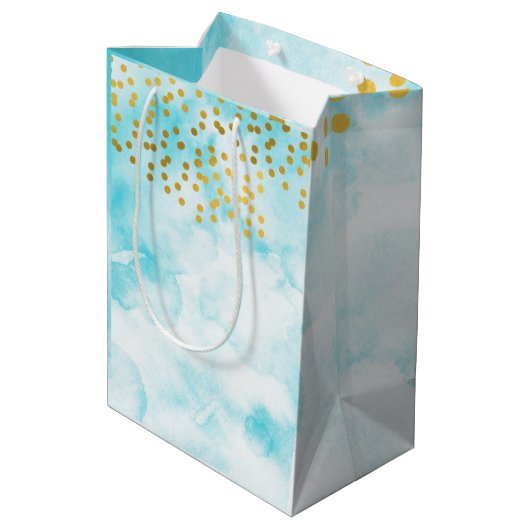 Minimale kalligrafie van Turquoise bedankt je guns Medium Cadeauzakje (Achterkant Gekanteld)