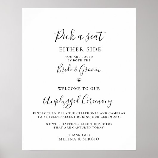 Minimale kalligrafie-weddenschap zonder stopcontac poster (Voorkant)