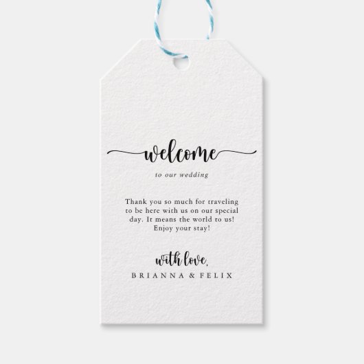 Minimale kalligrafie WelkomstcadeLabels voor wedde Cadeaulabel (Voorkant)