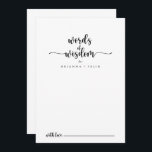 Minimale kalligrafie Wisdom-woorden Advieskaart<br><div class="desc">Deze minimalistische kalligrafie bruiloft woorden van wijsheidsadviezen zijn perfect voor een ritueel huwelijk. Het eenvoudige en elegante ontwerp kenmerkt klassieke en fancy manuscripttypografie in zwart-wit. Deze kaarten zijn perfect voor een bruiloft, vrijgezellenfeest, baby shower, graduatiedag en nog veel meer. Pas de kaarten aan met de namen van de bruid en...</div>
