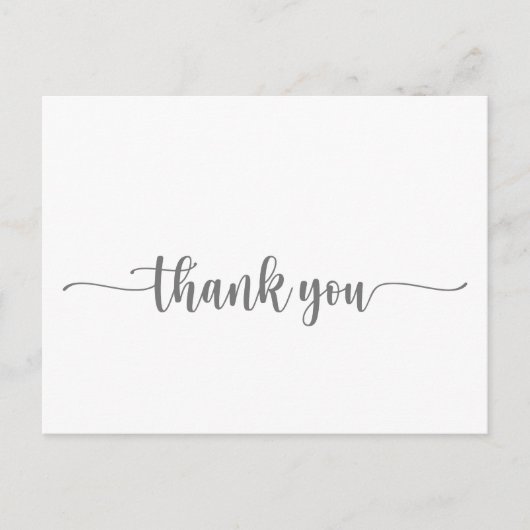 Minimale kalligrafie Zilver Dank u Briefkaart (Voorkant)