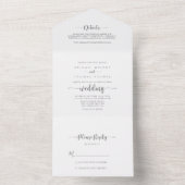 Minimale kalligrafie Zilverwedding All In One Uitnodiging (Binnen)