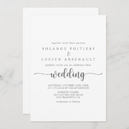 Minimale kalligrafie Zilverwedding Kaart