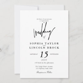 Minimale kalligrafie zwart-wit huwelijk kaart