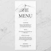 Minimale kalligrafie zwart & wit | Trouwdiner Menu (Voorkant)