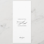Minimale kalligrafie zwart & wit | Trouwdiner Menu (Achterkant)