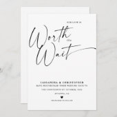 Minimale kalligrafie zwart-witbruiloft nieuw save the date (Voorkant / Achterkant)