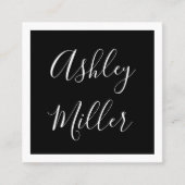 Minimale kalligrafiekool aan de rand + wit | vierkante visitekaartje (Voorkant)