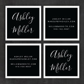 Minimale kalligrafiekool aan de rand + wit | vierkante visitekaartje