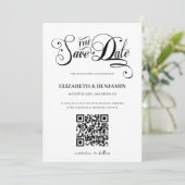 Minimale kalligrafiescript QR Code 3 Foto opslaan Save The Date (Staand voorkant)