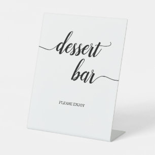 Minimale kalligrafiescript Wedding Dessert Bar Reclamebord Met Voetstuk