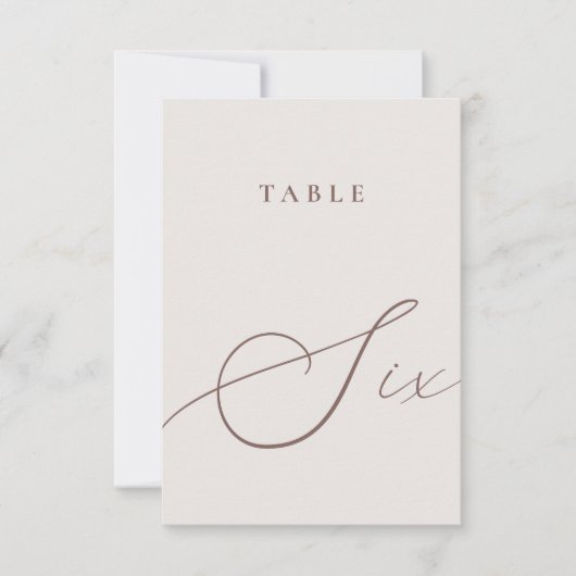 Minimale kalligrafietabel met zes tabelnummers kaart (Voorkant)