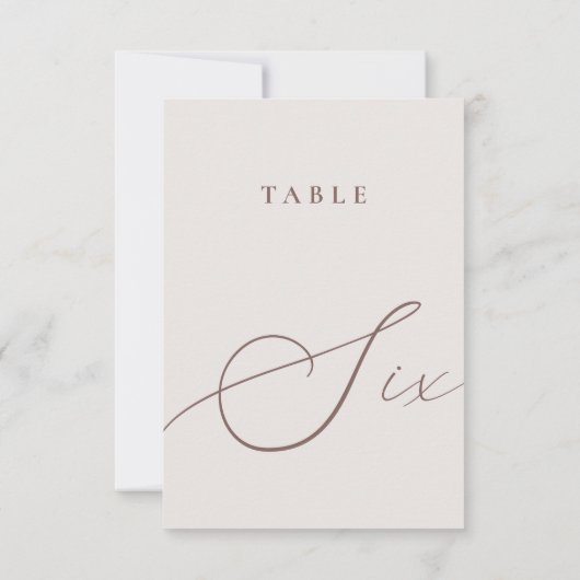 Minimale kalligrafietabel met zes tabelnummers kaart (Achterkant)