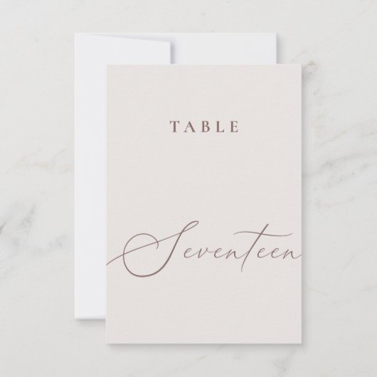 Minimale kalligrafietabel zeventien TableNumber Kaart (Achterkant)