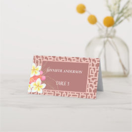 Minimale kandlelight Peach Floral Wedding Plaatskaartje