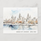 Minimale Kansas City Missouri Aquarel Reis Briefkaart (Voorkant)