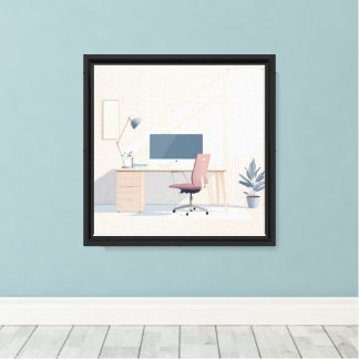 Minimale Kantoor voor thuis Canvas Afdruk