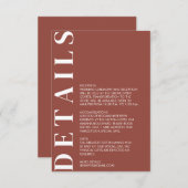 Minimale kastanjebruidskaart informatiekaartje (Voorkant / Achterkant)