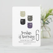 Minimale kat Kitten Pet Paws Birthday Party Kaart (Staand voorkant)