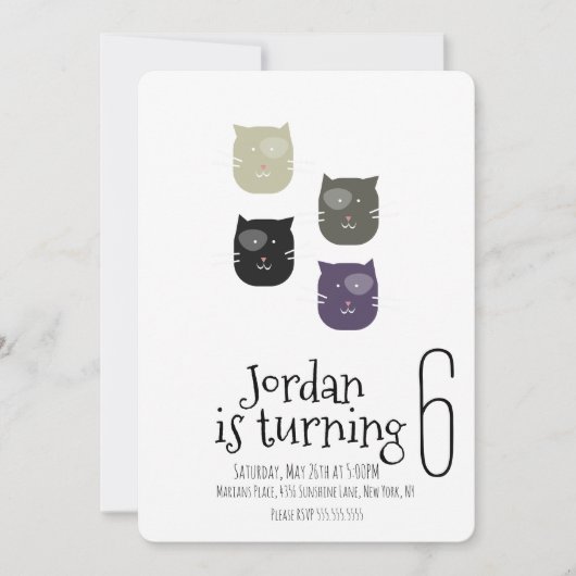 Minimale kat Kitten Pet Paws Birthday Party Kaart (Voorkant)