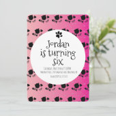 Minimale kat Kitten Pet Paws Pink Birthday Party Kaart (Staand voorkant)