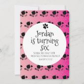 Minimale kat Kitten Pet Paws Pink Birthday Party Kaart (Voorkant)