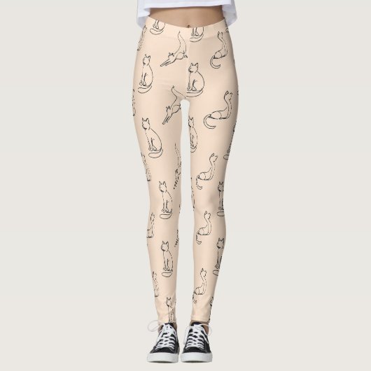 Minimale kat lijnkunst modern patroon leggings (Voorkant)
