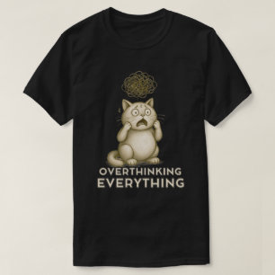 Minimale Kat met Overpeinzingen Illustratie T-shirt