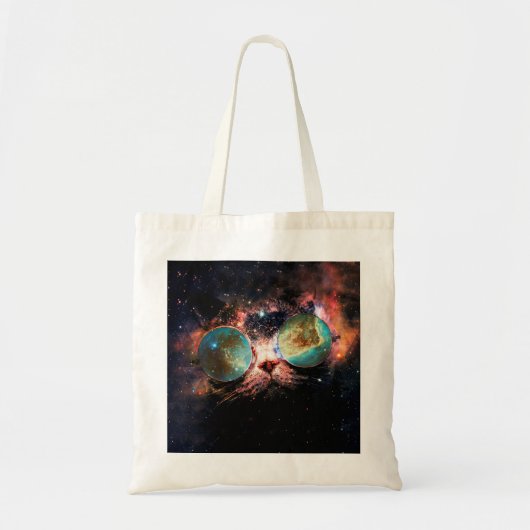 Minimale kat met zonnebril in de ruimte tote bag (Voorkant)